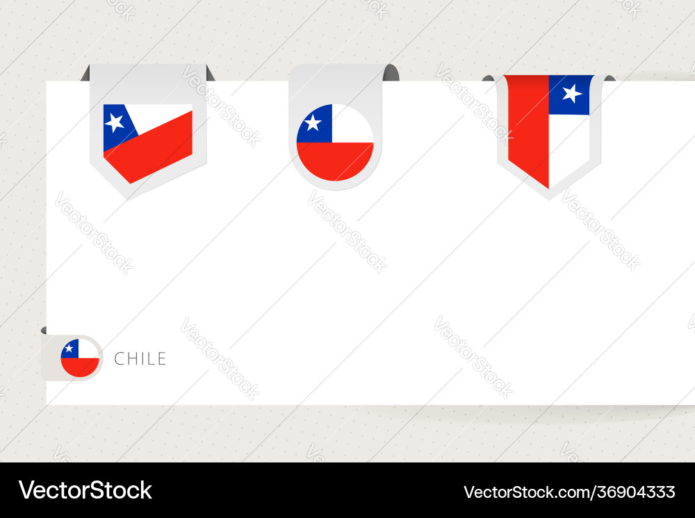 Label flag collection chile in different shape Vector Image