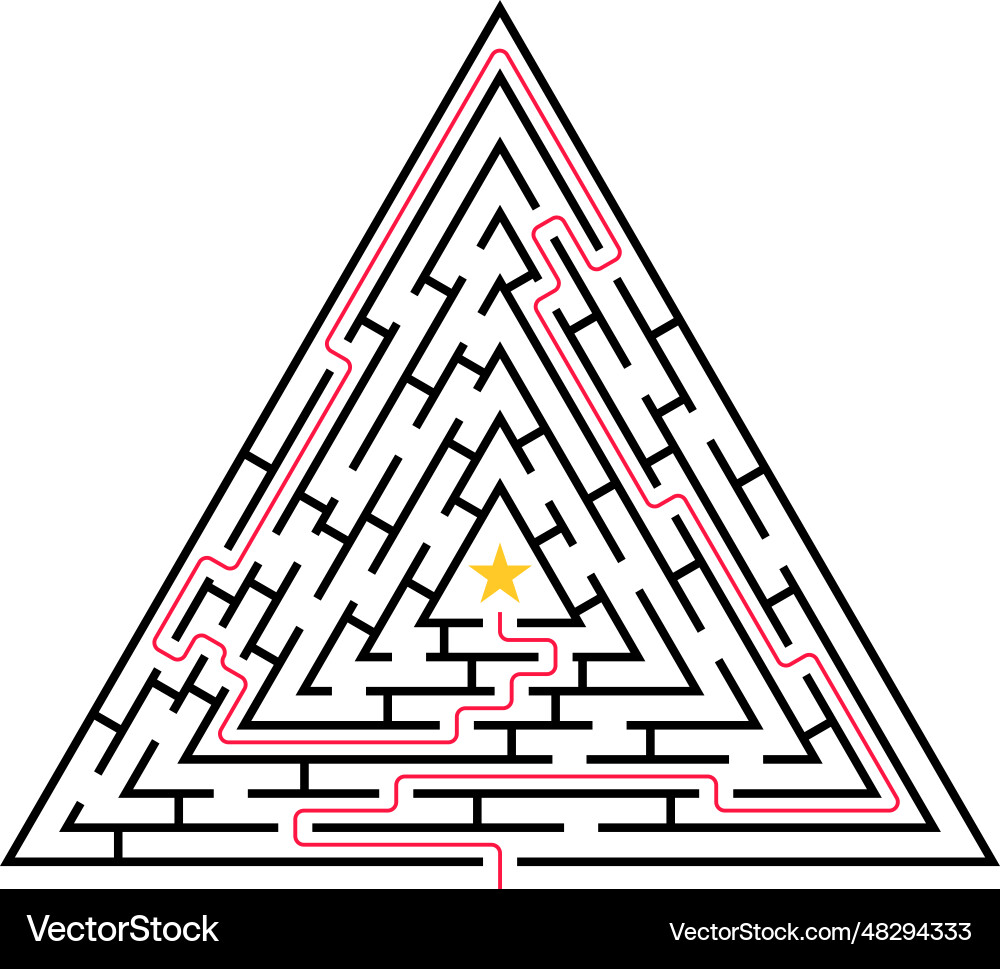 Labyrinth game triangle maze puzzle Labyrinth game triangle maze puzzle vector image