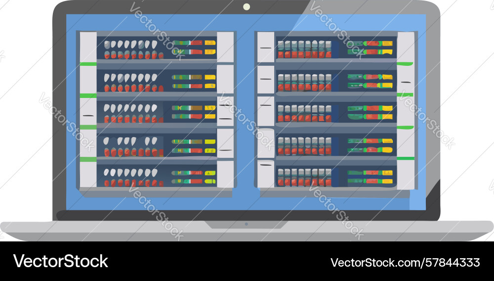 Laptop with multiple servers scalable vector image