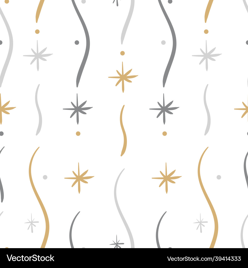 Seamless pattern with snowflakes and flowing lines Seamless pattern with snowflakes and flowing lines vector image