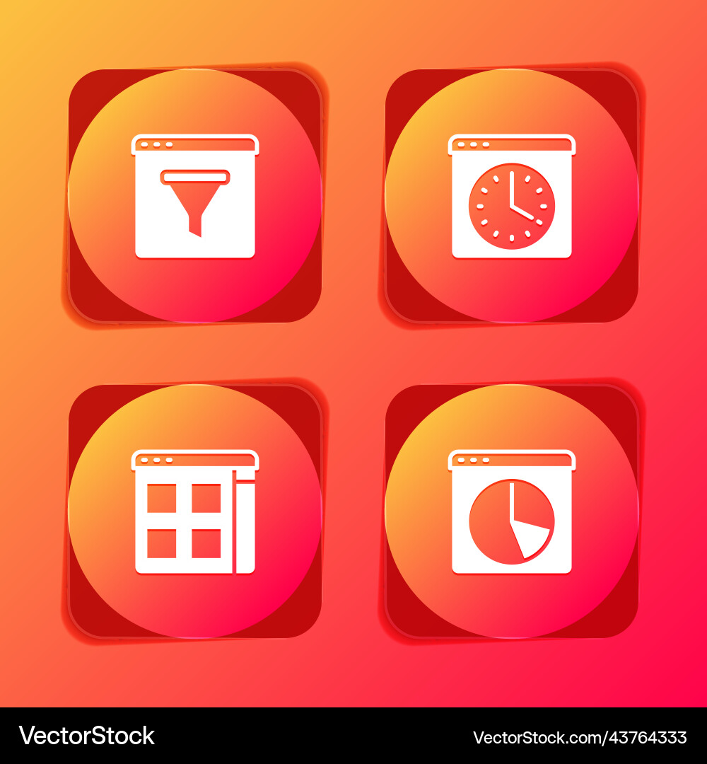 Set browser window files and graph chart Vector Image