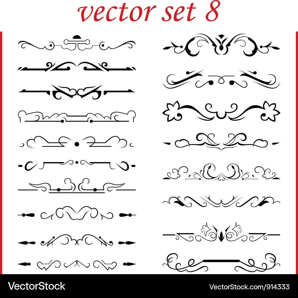 Set calligraphic design elements Royalty Free Vector Image