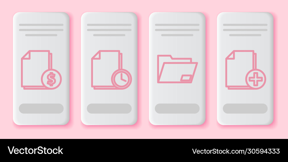 Set line finance document with clock Vector Image