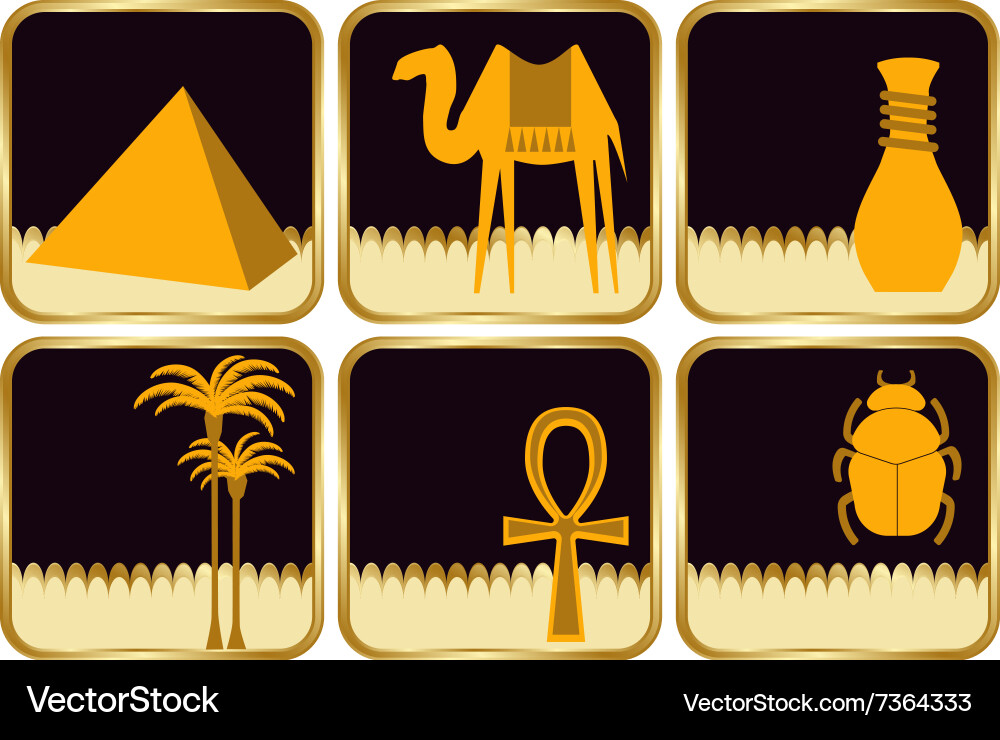 Set of flat icons egypt Vector Image