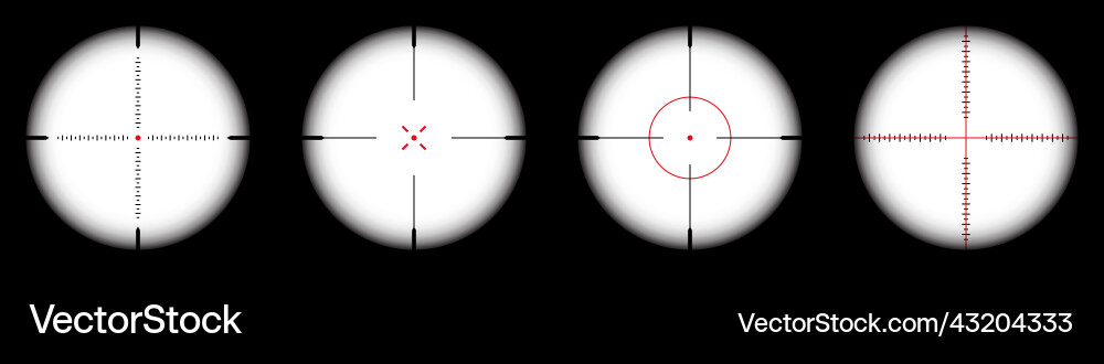 Weapon sights sniper rifle optical scope on black Vector Image