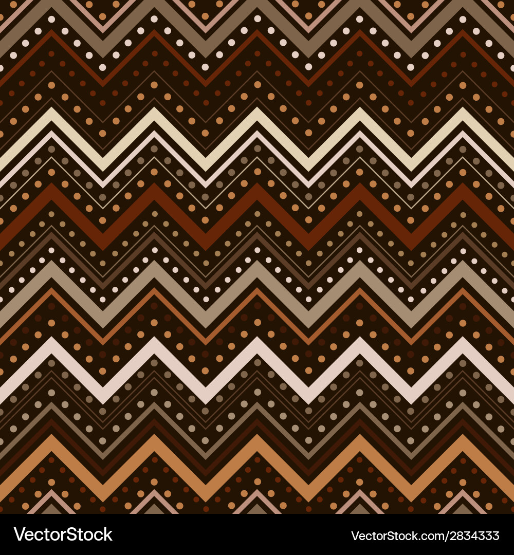 Zig zag pattern with lines and dots in brown tones vector image