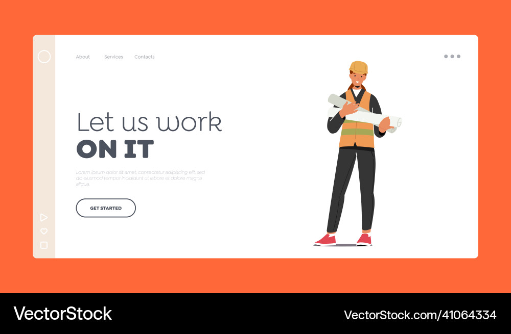 Architecture constructor job landing page template Architecture constructor job landing page template vector image