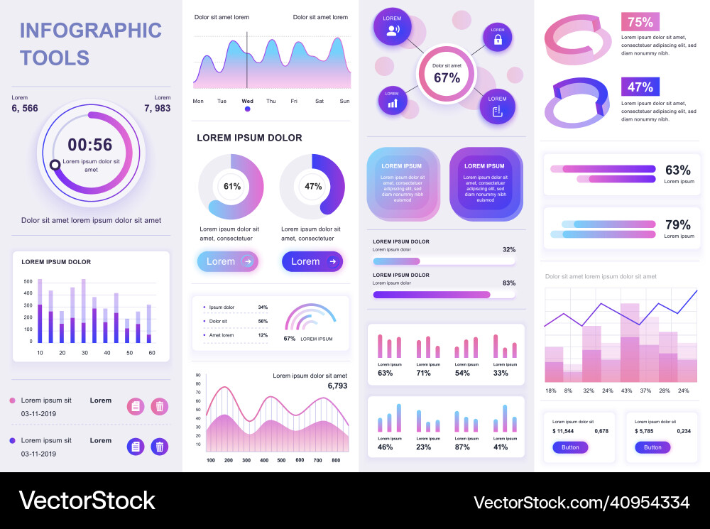 Bundle infographic ui ux kit elements Bundle infographic ui ux kit elements Vector Image