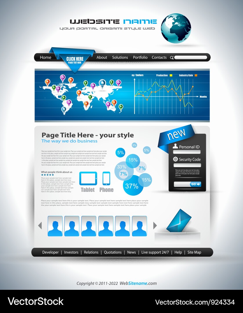 Complex website template - elegant design Vector Image
