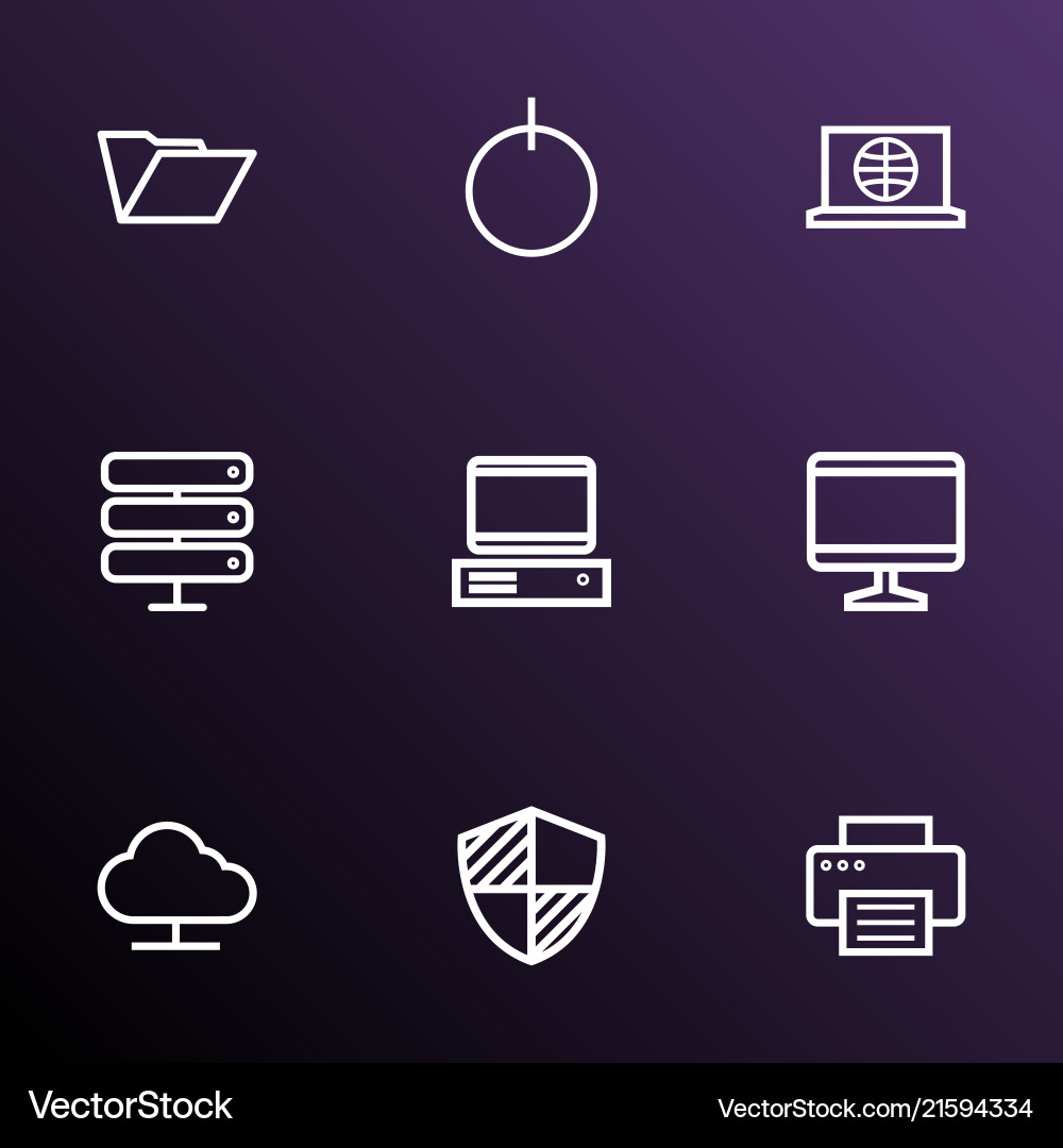 Computer icons line style set with internet print Computer icons line style set with internet print vector image