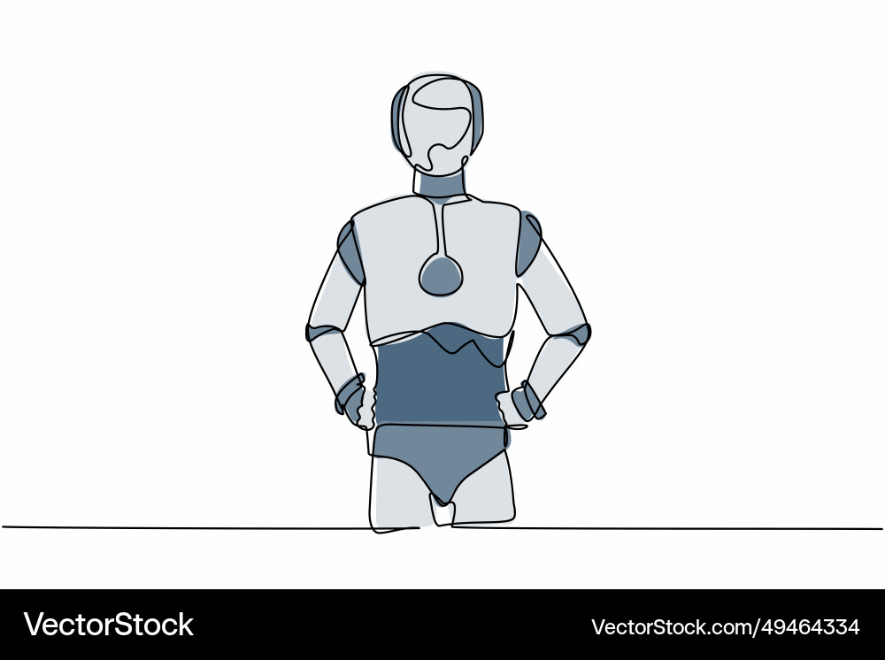 Continuous one line drawing robot standing Continuous one line drawing robot standing vector image