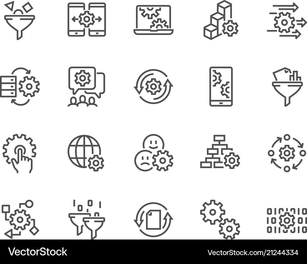Data Processing Icons Set vector image