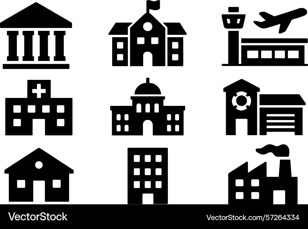 Different types of buildings and structures vector image