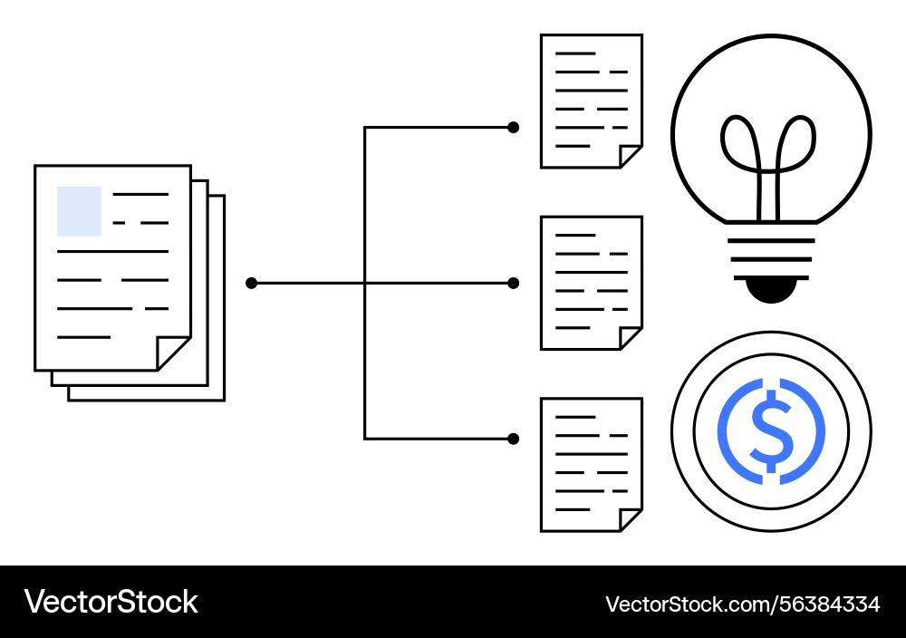Document process flow linked to creativity Document process flow linked to creativity vector image