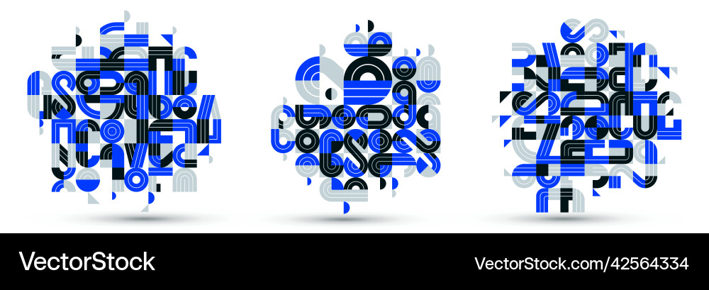 Dynamic messy abstract design compositions set Dynamic messy abstract design compositions set vector image