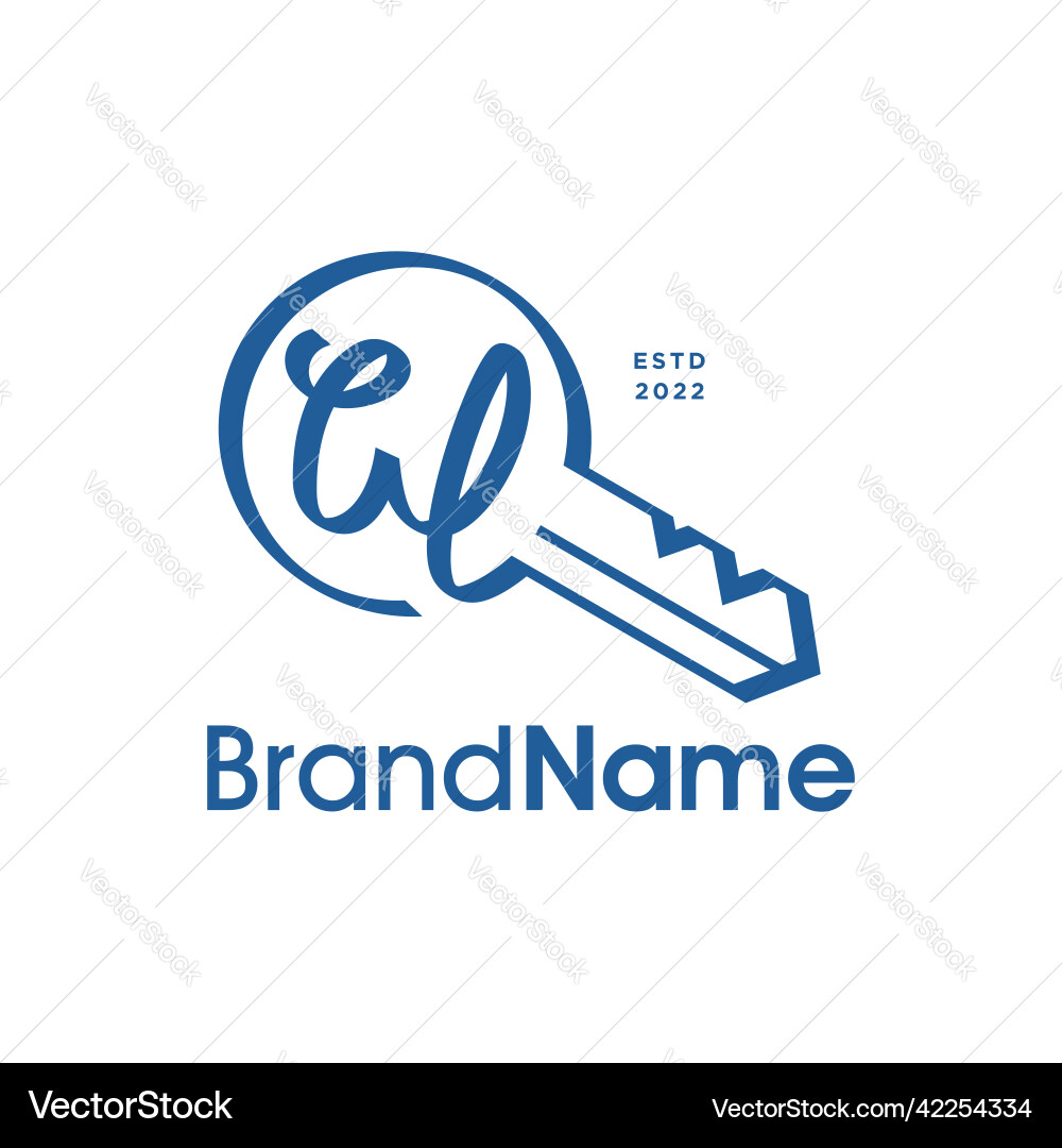 Initial w abstract key Initial w abstract key vector image