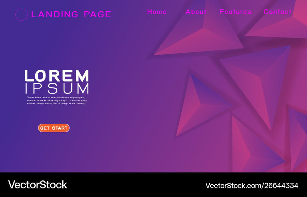 Landing page template with gradient background Landing page template with gradient background vector image