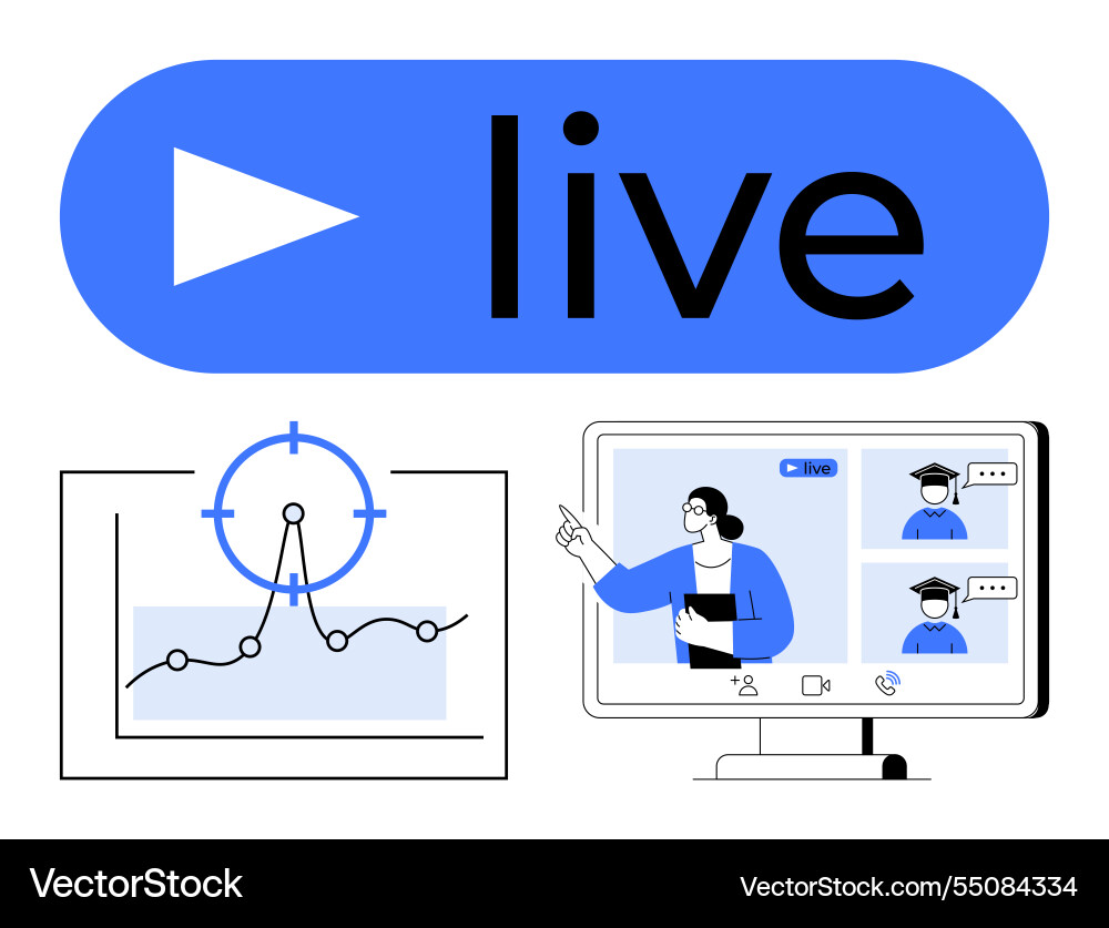 Live streaming with data analytics dashboard Live streaming with data analytics dashboard vector image