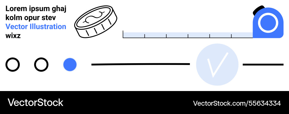 Measuring tape coin and checkmark icons Vector Image