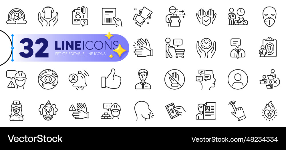 Outline set of remove team fingerprint Outline set of remove team fingerprint vector image