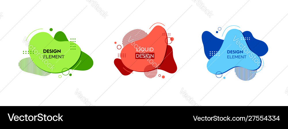 Set fluid design elements abstract vector image