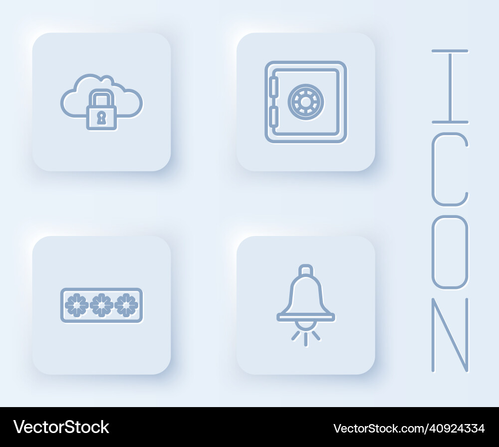 Set line cloud computing lock safe password Set line cloud computing lock safe password Vector Image