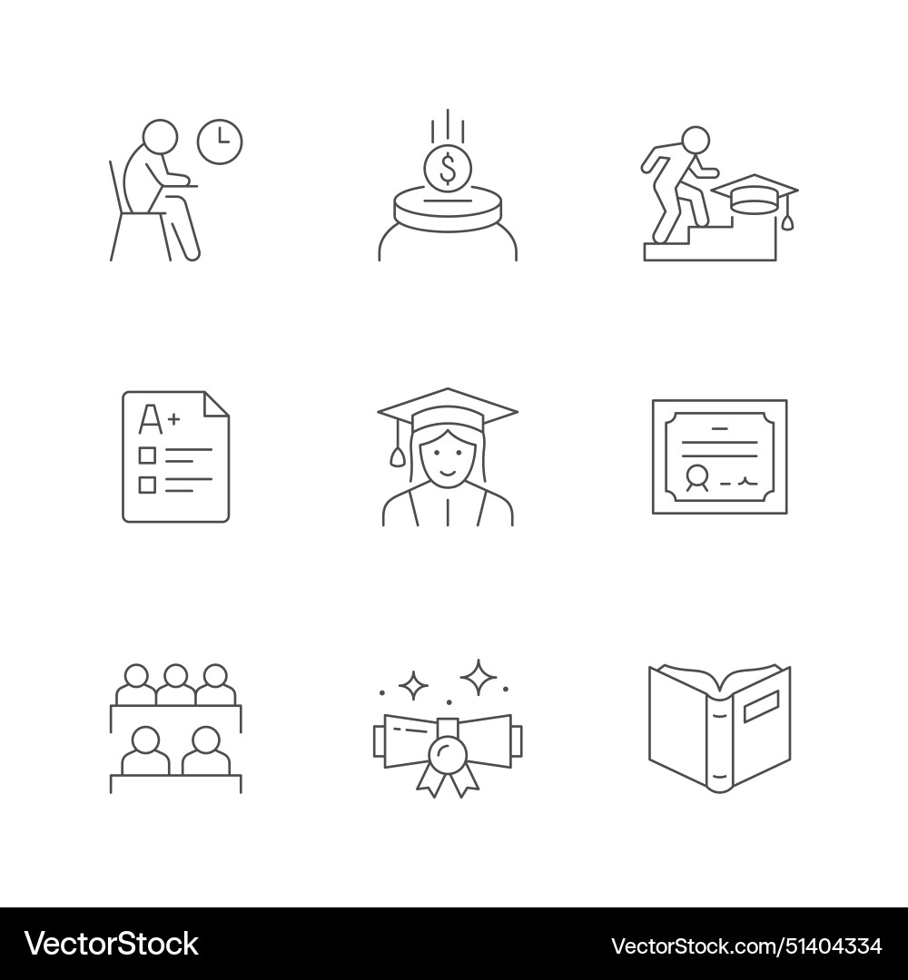 Set line icons of university Vector Image