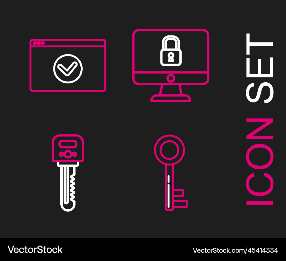 Set line key lock on computer monitor screen vector image