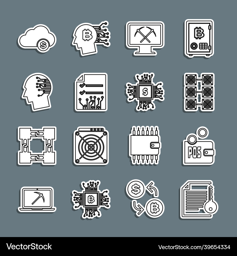 Set line smart contract proof of stake mining Set line smart contract proof of stake mining vector image