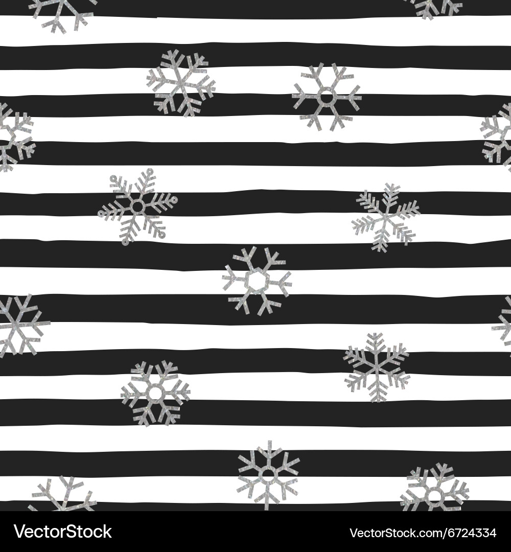 Silver Snowflake Stripe Pattern vector image