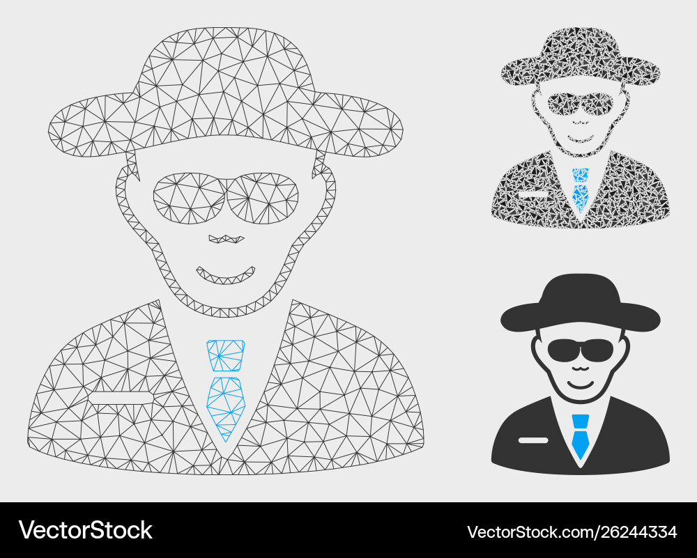Spy mesh wire frame model and triangle Spy mesh wire frame model and triangle vector image