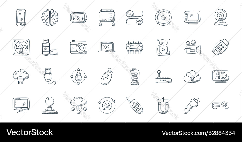 Technology line icons linear set quality Technology line icons linear set quality vector image