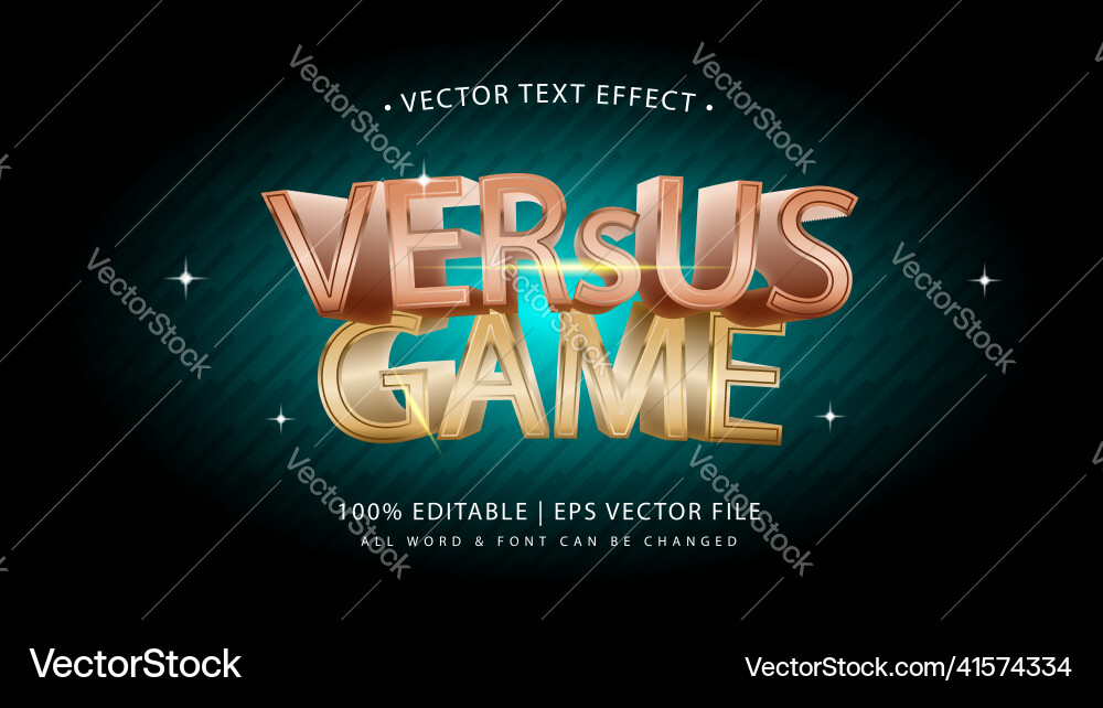 Versus game 3d text style effect editable Versus game 3d text style effect editable Vector Image