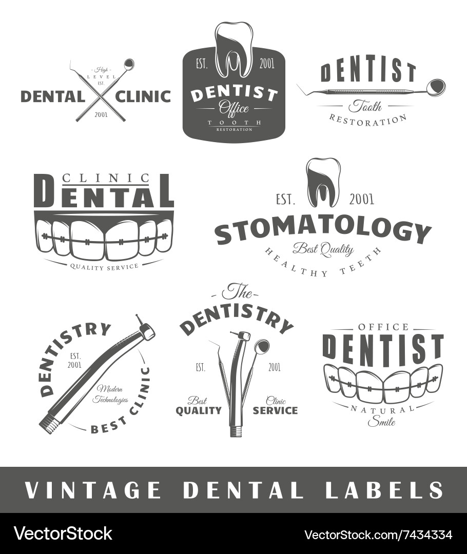 Vintage Dentist Labels Set vector image