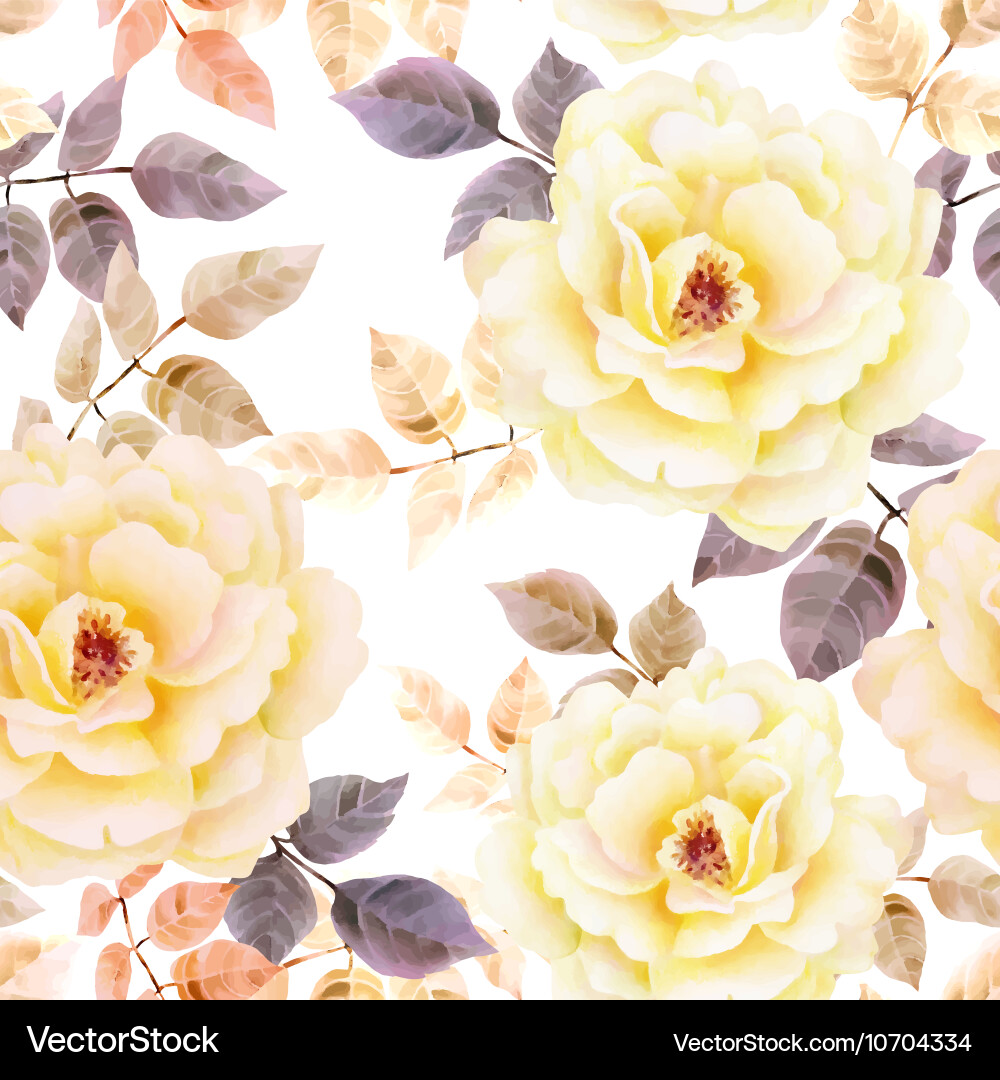 Watercolor Rose Seamless Pattern vector image