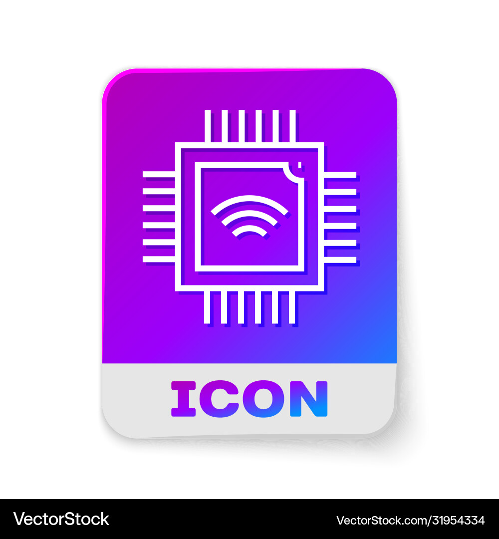 White line computer processor with microcircuits White line computer processor with microcircuits vector image