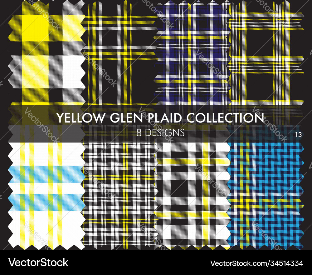 Yellow glen plaid tartan seamless pattern Yellow glen plaid tartan seamless pattern vector image