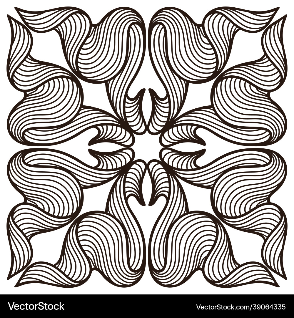 Ceramic tile pattern with wave line curls Ceramic tile pattern with wave line curls vector image