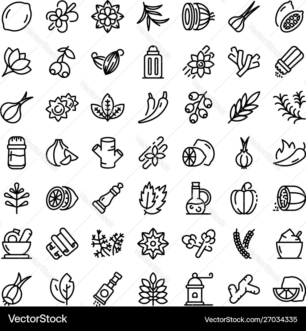 Condiment icons set outline style Vector Image