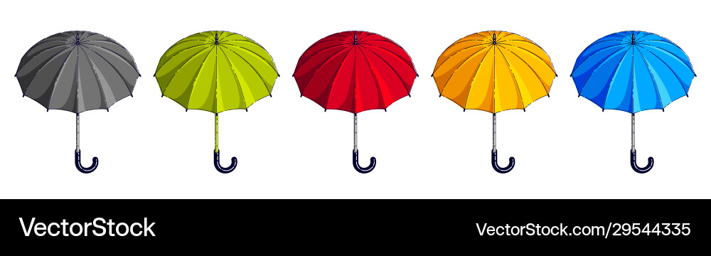 Different color umbrellas set vector image