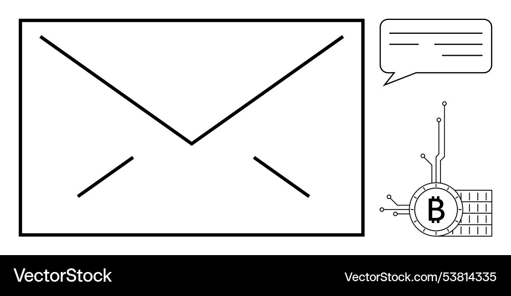 Digital communication with bitcoin and blockchain Digital communication with bitcoin and blockchain vector image