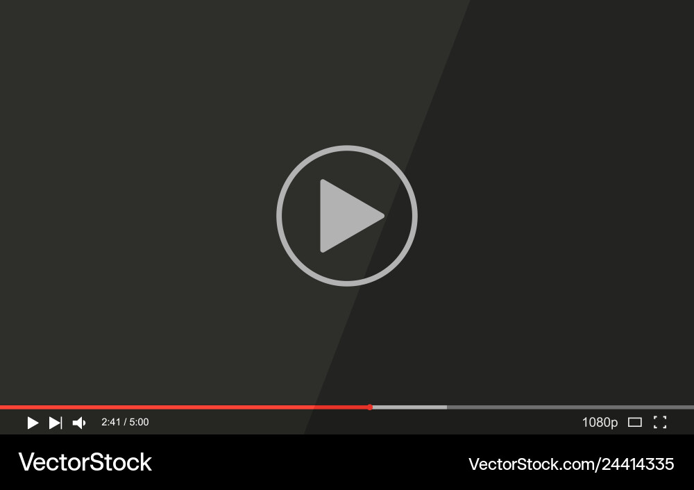 Full screen video player with button play Full screen video player with button play vector image