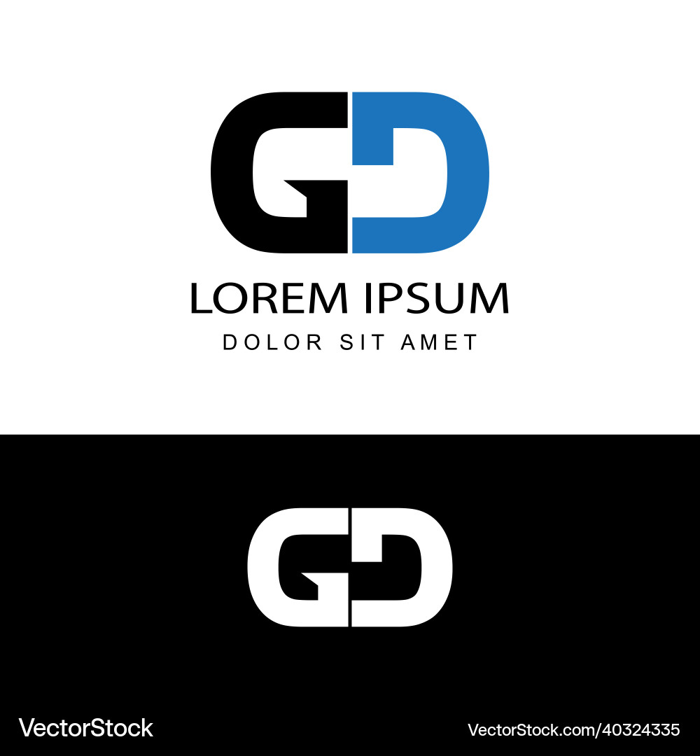 GD Initial Linked Logo Template vector image
