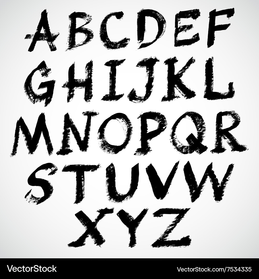 Grunge Handwritten Alphabet Vector Image
