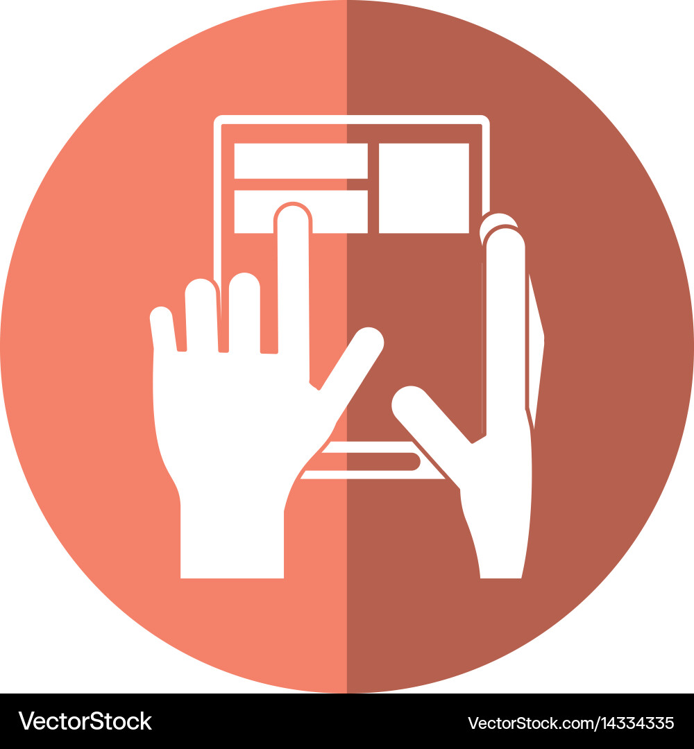 Hand touch tablet web page button shadow vector image