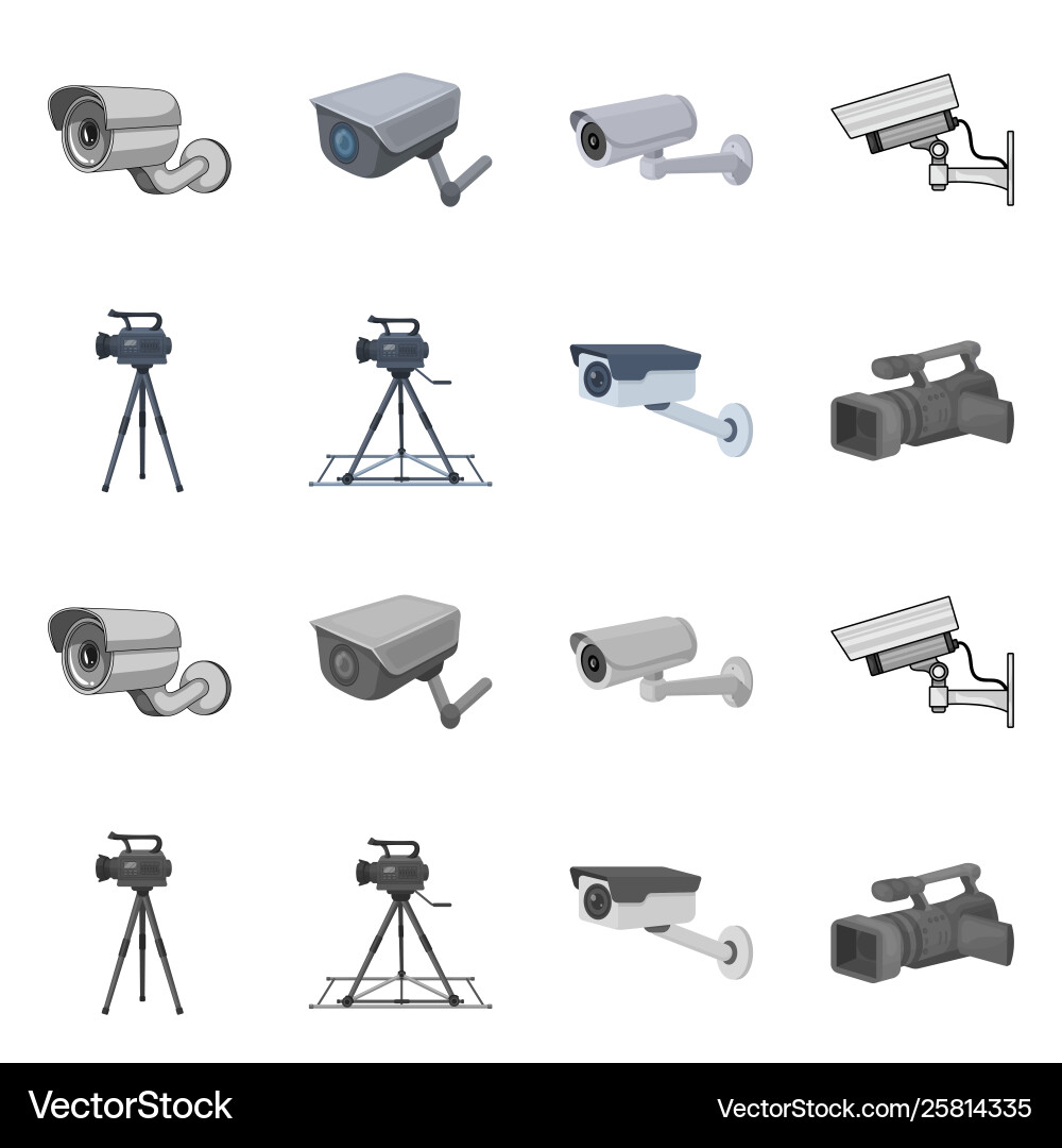 Isolated object camcorder and camera sign set vector image