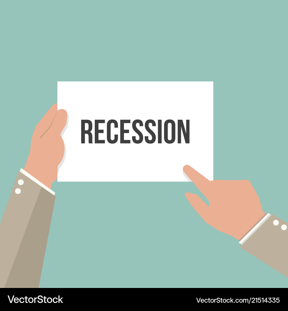 Man showing paper recession text Man showing paper recession text vector image