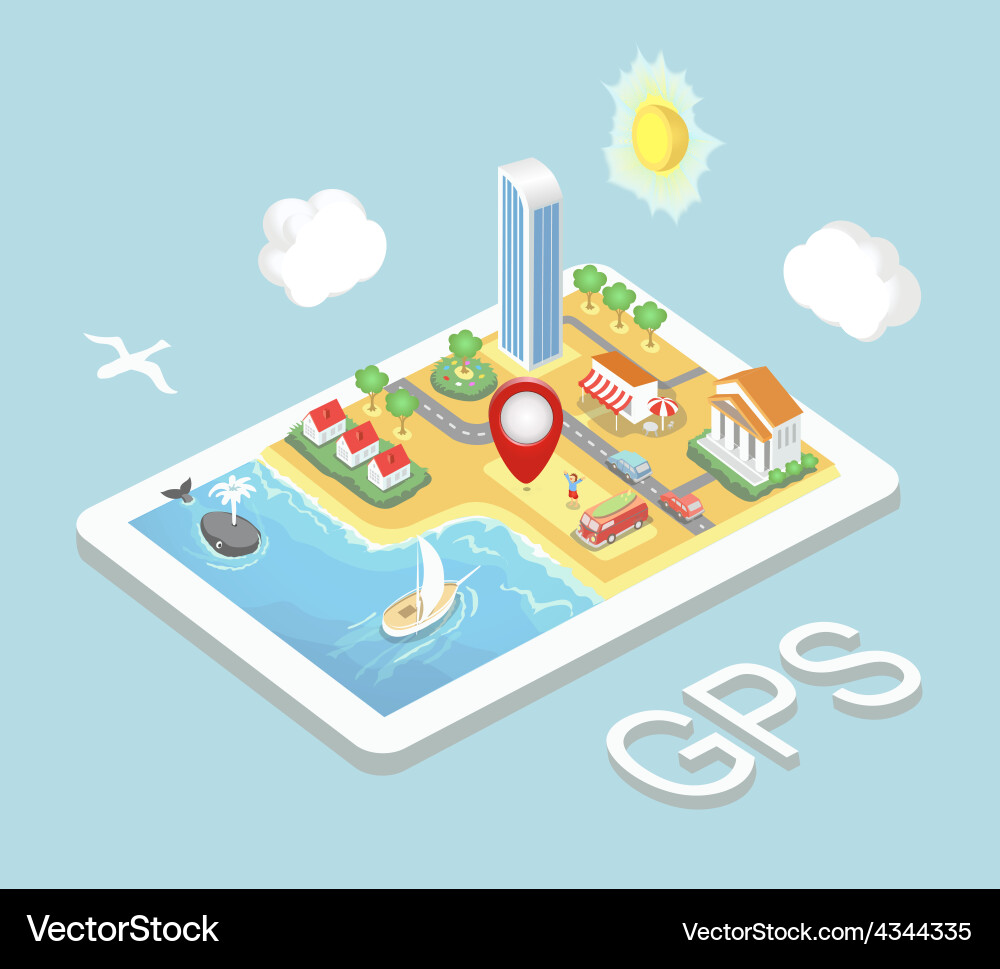 Mobile GPS Navigation Route Map vector image