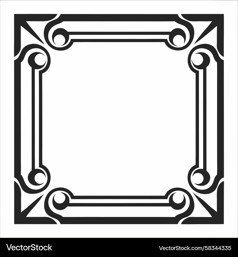Ornate Square Frame with Scrollwork Vector Image