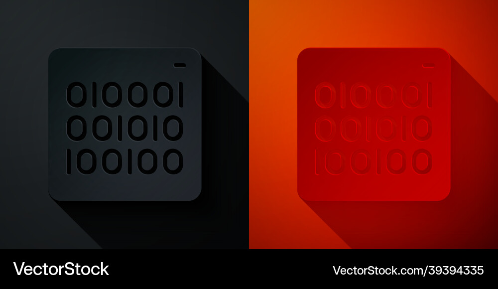Paper cut binary code icon isolated on black Paper cut binary code icon isolated on black vector image